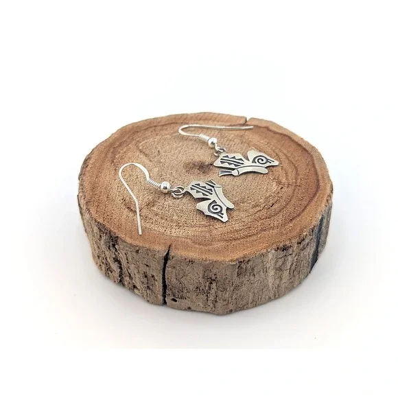 Navajo Jewelry‎ Silver Earrings BUTTERFLY Native American Tribal Jewelry ***